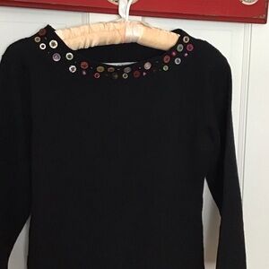 JohnPaulRichard Black Sweater with Colorful Embellishments